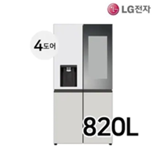 [LG전자] 디오스 오브제컬렉션 노크온매직스페이스 얼음정수기 820L 냉장고 W823MWW472S